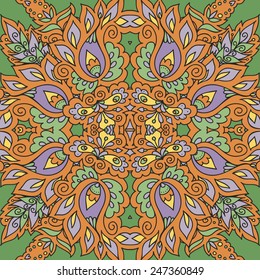 abstract pattern with oriental motifs inscribed in a square in gold tones