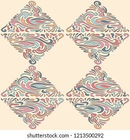 Abstract Pattern in Oriental Style Bright pattern of flowing lines The idea of packaging, tiles, wallpaper, textiles Handmade