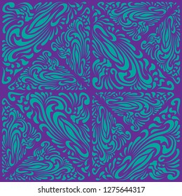 Abstract Pattern in Oriental Style. Bright pattern of flowing lines. The idea of packaging, tiles, wallpaper, textiles. Handmade.
