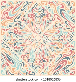 Abstract Pattern in Oriental Style. Elegant pattern of smooth elements. The unusual idea of packaging, tiles, wallpaper, textiles. Handmade.