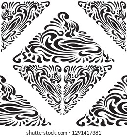 Abstract Pattern in Oriental Style. Memorable pattern from flowing lines. The idea of packaging, tiles, wallpaper, textiles. Handmade.