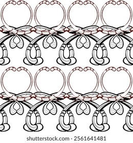Abstract pattern in oriental style. White background, monochrome drawing.