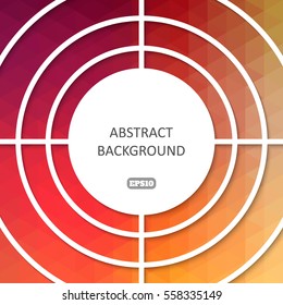 Abstract pattern with original white geometric background. The goal concentric circles. Bright juicy colors. Fiery reds.