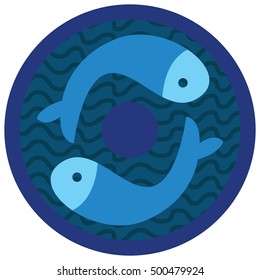 abstract pattern and ornament in a nautical style with a fish