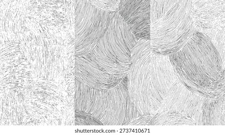 Abstract pattern of overlapping curved and straight grey lines on white background texture