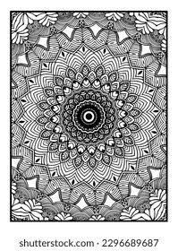 abstract pattern page for antistress coloring | Decorative floral mehndi design style coloring book page 