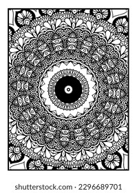 abstract pattern page for antistress coloring | Decorative floral mehndi design style coloring book page 