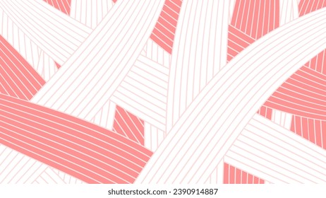 abstract pattern with parallel lines, white and red color, decor for wallpaper, background, artboard, card, vector illustration