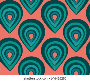 Abstract pattern with peacock feathers elements, pattern with colorful drop elements, blue and pink fashion pattern