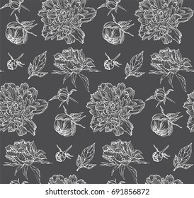 Abstract pattern with peonies