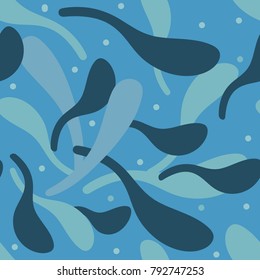 Abstract pattern of petals in shades of blue. Textile, background, paper, decoration.