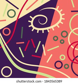 Abstract pattern. Picture. Geometric shapes on a three-color background.