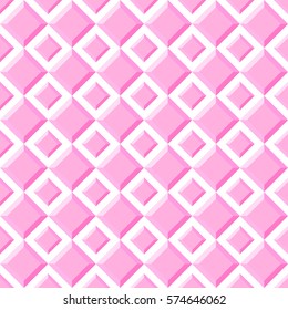 Abstract pattern of pink diamonds on a white background. Seamless pattern, vector illustration