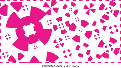Abstract pattern with pink geometric shapes on a white background.
