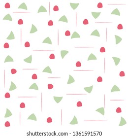 Abstract pattern in pink and mint green on white background. Seamless retro style repeating background.