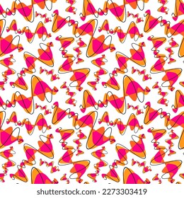 Abstract pattern with pink and orange geometric wavy shapes. For Print on Textile, Wrapping Paper, packaging, Web Design.