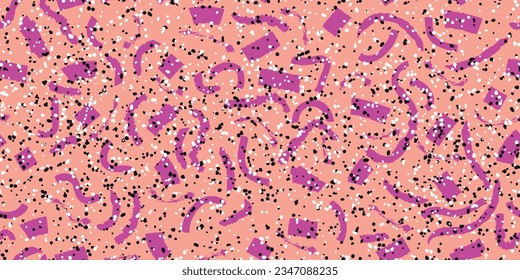 An abstract pattern of pink paint strokes and splashes. Vector seamless pattern of artistic strokes.