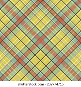 Abstract Pattern with Plaid Fabric on a colorful yellow background. Seamless vector illustration.