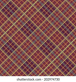 Abstract Pattern with Plaid Fabric on a dark brown background. Seamless vector illustration.