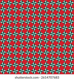 Abstract pattern of poinsettia plants created from red and green triangles