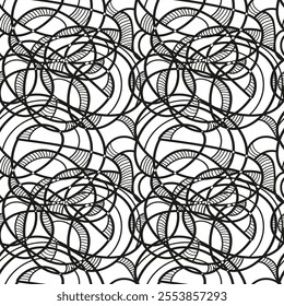 Abstract pattern for print or decor. Monochrome drawing.