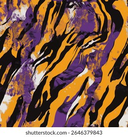 Abstract pattern of purple and black tiger stripes, grunge lines ikat pattern, ikat seamless pattern, Vector illustration background for print the paper.