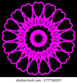 abstract pattern of purple flowers. isolating black background. vector eps.10, floral art