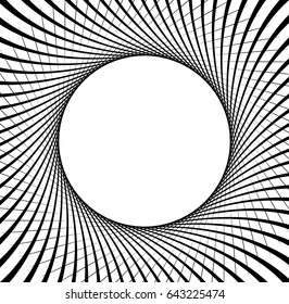 Abstract pattern with radial lines. Radial, radiating lines with distortion effect. Circular geometric pattern