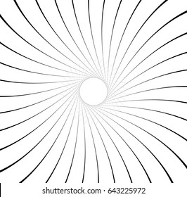 Abstract pattern with radial lines. Radial, radiating lines with distortion effect. Circular geometric pattern