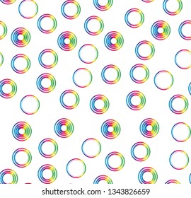Abstract pattern with rainbow circles on the white background