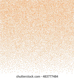 Abstract pattern of random falling golden dots on white background