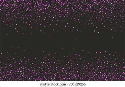 Abstract pattern of random falling pink sparkling confetti dots. Luxurious festive background. Multicolored shiny abstract texture. Element of design. Vector illustration, EPS 10.