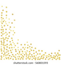 Abstract pattern of random golden dots on white background.  Vector illustration.