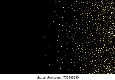 Abstract pattern of random golden sparkling confetti dots. Luxurious festive Christmas and New Year background. Multicolored shiny abstract texture. Element of design. Vector illustration, EPS 10.