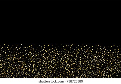 Abstract pattern of random golden sparkling confetti dots. Luxurious festive Christmas and New Year background. Multicolored shiny abstract texture. Element of design. Vector illustration, EPS 10.