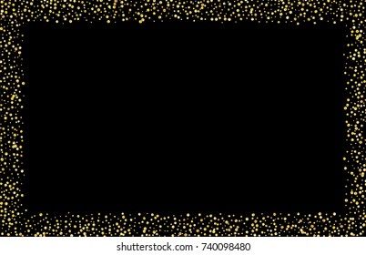 Abstract pattern of random golden sparkling confetti dots. Luxurious festive Christmas and New Year background. Multicolored shiny abstract texture. Element of design. Vector illustration, EPS 10.