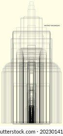 abstract pattern of rectangles and lines. drawing is left in outline for better editing and design options. soft yellow background