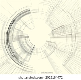 Abstract Pattern Of Rectangles And Lines. Drawing Is Left In Outline, For Better Editing And Design Options