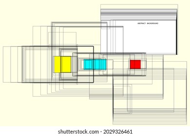 abstract pattern of rectangles and lines. drawing is left in outline, for better editing and design options