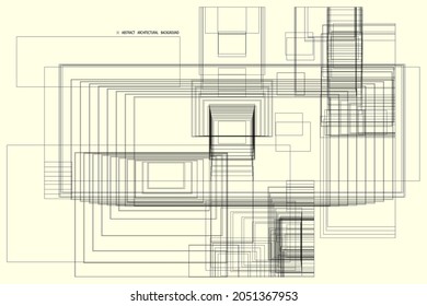 abstract pattern of rectangles and lines. drawing is kept in outline for better editing and design options. soft yellow background