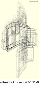 abstract pattern of rectangles and lines. drawing is kept in outline for better editing and design options. soft yellow background