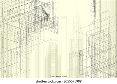 abstract pattern of rectangles and lines. drawing is kept in outline for better editing and design options. soft yellow background