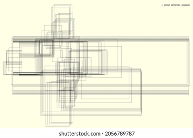 abstract pattern of rectangles and lines. drawing is kept in outline for better editing and design options. soft yellow background