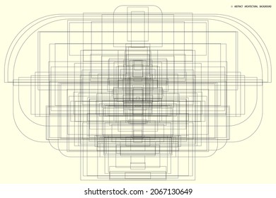 abstract pattern of rectangles and lines. drawing is kept in outline for better editing and design options. soft yellow background