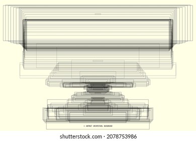 abstract pattern of rectangles and lines. drawing is kept in outline for better editing and design options. soft yellow background