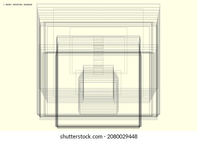 abstract pattern of rectangles and lines. drawing is kept in outline for better editing and design options. soft yellow background