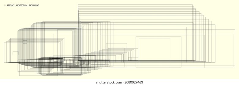 abstract pattern of rectangles and lines. drawing is kept in outline for better editing and design options. soft yellow background