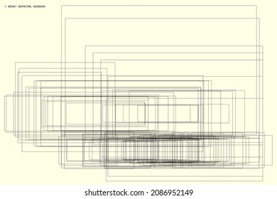 abstract pattern of rectangles and lines. drawing is kept in outline for better editing and design options. soft yellow background	
