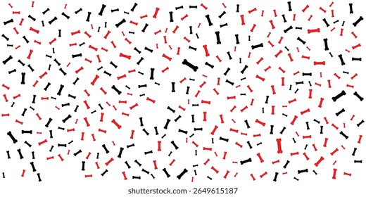 Abstract Pattern of Red and Black Dog Bones on White Background.