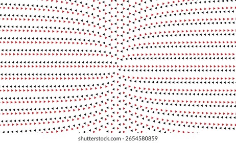 Padrão abstrato de triângulos vermelhos e pretos sobre um fundo branco